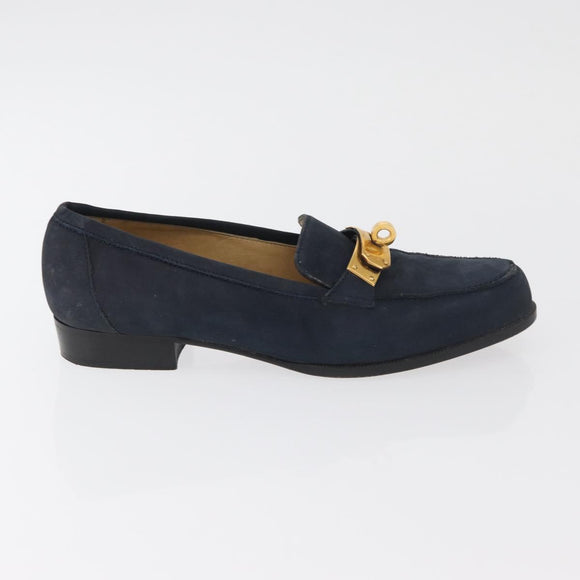HERMES Kelly Loafers Suede 35 1/2 Navy Auth BA12685