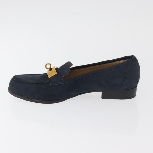 HERMES Kelly Loafers Suede 35 1/2 Navy Auth BA12685