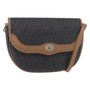 Christian Dior Honeycomb Canvas Shoulder Bag PVC Black Gold Auth BA12686-1