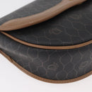 Christian Dior Honeycomb Canvas Shoulder Bag PVC Black Gold Auth BA12686-10