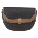 Christian Dior Honeycomb Canvas Shoulder Bag PVC Black Gold Auth BA12686-13