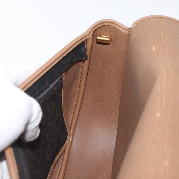 Christian Dior Honeycomb Canvas Shoulder Bag PVC Black Gold Auth BA12686