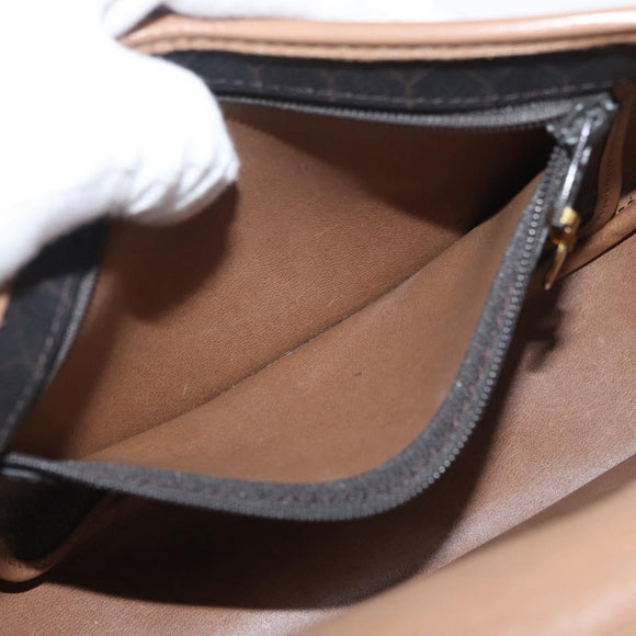 Christian Dior Honeycomb Canvas Shoulder Bag PVC Black Gold Auth BA12686