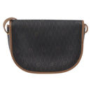 Christian Dior Honeycomb Canvas Shoulder Bag PVC Black Gold Auth BA12686-2