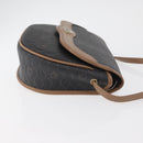 Christian Dior Honeycomb Canvas Shoulder Bag PVC Black Gold Auth BA12686-4