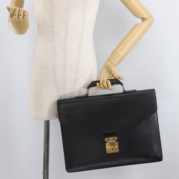 LOUIS VUITTON Epi Serviette Conseiller Business Bag Black M54422 LV Auth BA12699