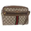 GUCCI GG Supreme Web Sherry Line Bag PVC Beige Gold 24 02 005 Auth BA12706-1