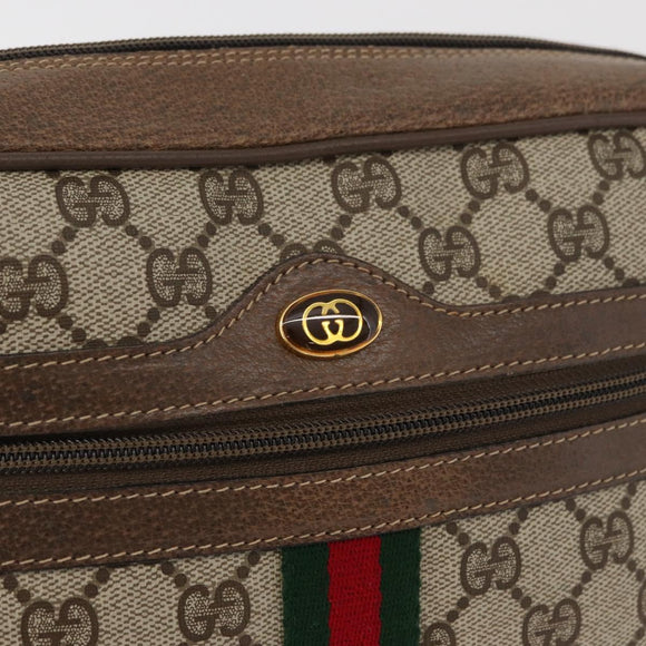 GUCCI GG Supreme Web Sherry Line Bag PVC Beige Gold 24 02 005 Auth BA12706
