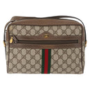 GUCCI GG Supreme Web Sherry Line Bag PVC Beige Gold 24 02 005 Auth BA12706-2