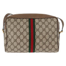 GUCCI GG Supreme Web Sherry Line Bag PVC Beige Gold 24 02 005 Auth BA12706-3