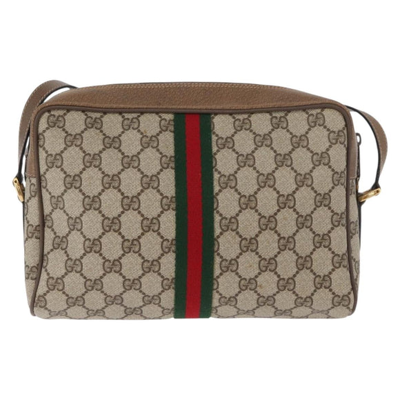 GUCCI GG Supreme Web Sherry Line Bag PVC Beige Gold 24 02 005 Auth BA12706