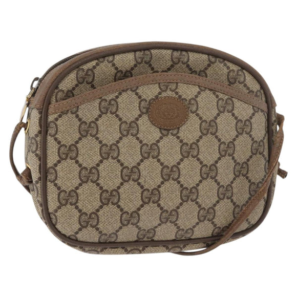 GUCCI GG Supreme Umhängetasche PVC Beige Gold 116 02 606 Auth BA12707