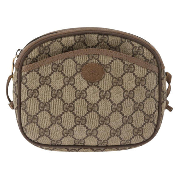 GUCCI GG Supreme Umhängetasche PVC Beige Gold 116 02 606 Auth BA12707