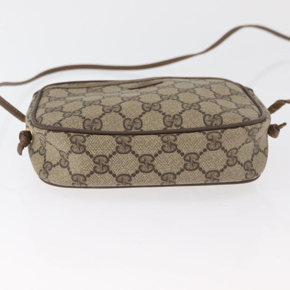 GUCCI GG Supreme Umhängetasche PVC Beige Gold 116 02 606 Auth BA12707