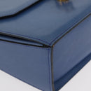 CELINE Medallion Hand Bag Leather Blue Gold Auth BA12709A-9