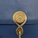 CELINE Medallion Hand Bag Leather Blue Gold Auth BA12709A-17