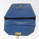 CELINE Medallion Hand Bag Leather Blue Gold Auth BA12709A-10