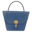 CELINE Medallion Hand Bag Leather Blue Gold Auth BA12709A-13