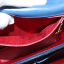 CELINE Medallion Hand Bag Leather Blue Gold Auth BA12709A-25