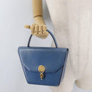CELINE Medallion Hand Bag Leather Blue Gold Auth BA12709A-26
