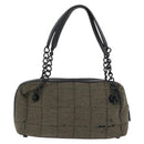 CHANEL Choco Bar Chain Tote Bag Knitted Fabrics Gray CC Auth BA12712-3