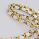 CHANEL Chain Shoulder Bag Lamb Skin White Gold CC Auth BA12714-8