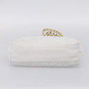 CHANEL Chain Shoulder Bag Lamb Skin White Gold CC Auth BA12714-15