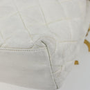CHANEL Chain Shoulder Bag Lamb Skin White Gold CC Auth BA12714-16