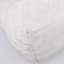 CHANEL Chain Shoulder Bag Lamb Skin White Gold CC Auth BA12714-17