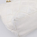 CHANEL Chain Shoulder Bag Lamb Skin White Gold CC Auth BA12714-18