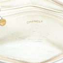 CHANEL Chain Shoulder Bag Lamb Skin White Gold CC Auth BA12714-11
