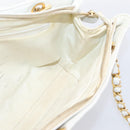 CHANEL Chain Shoulder Bag Lamb Skin White Gold CC Auth BA12714-20