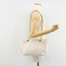 CHANEL Chain Shoulder Bag Lamb Skin White Gold CC Auth BA12714-23