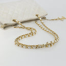 CHANEL Chain Shoulder Bag Lamb Skin White Gold CC Auth BA12714-7