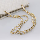 CHANEL Chain Shoulder Bag Lamb Skin White Gold CC Auth BA12714-7