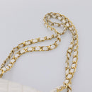 CHANEL Chain Shoulder Bag Lamb Skin White Gold CC Auth BA12714-14