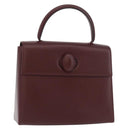 CARTIER Must Line Hand Bag Leather Bordeaux Gold Auth BA12715-1