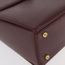 CARTIER Must Line Hand Bag Leather Bordeaux Gold Auth BA12715-9