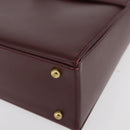 CARTIER Must Line Hand Bag Leather Bordeaux Gold Auth BA12715-15