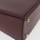 CARTIER Must Line Hand Bag Leather Bordeaux Gold Auth BA12715-16