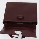 CARTIER Must Line Hand Bag Leather Bordeaux Gold Auth BA12715-19