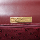 CARTIER Must Line Hand Bag Leather Bordeaux Gold Auth BA12715-20