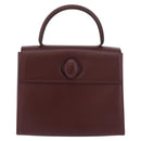 CARTIER Must Line Hand Bag Leather Bordeaux Gold Auth BA12715-13