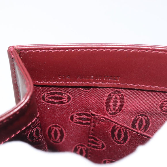 CARTIER Must Line Hand Bag Leather Bordeaux Gold Auth BA12715