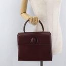 CARTIER Must Line Hand Bag Leather Bordeaux Gold Auth BA12715-25