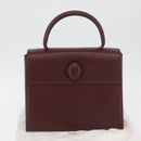 CARTIER Must Line Hand Bag Leather Bordeaux Gold Auth BA12715-12