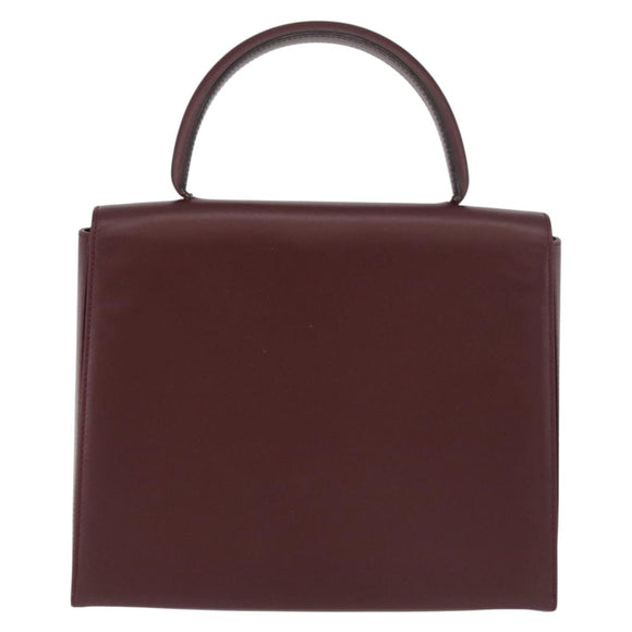 CARTIER Must Line Hand Bag Leather Bordeaux Gold Auth BA12715