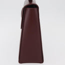 CARTIER Must Line Hand Bag Leather Bordeaux Gold Auth BA12715-3