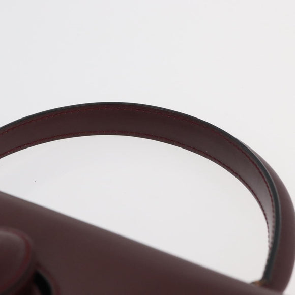CARTIER Must Line Hand Bag Leather Bordeaux Gold Auth BA12715