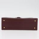 CARTIER Must Line Hand Bag Leather Bordeaux Gold Auth BA12715-5